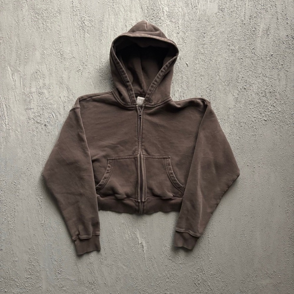Tna Cozy Fleece Boyfriend Zip Up Hoodie Women 2XS Brown